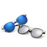 Summer Fashion Is Hollow-Out design Round Mirror Sunglasses Metal Framework UV400 Women Brand Sunglasses 96401