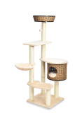 Multifunctional 4 Levels Large Tall Artificial Rattan Condo Pet Kitty Tree Plush Hammock Cat Furniture