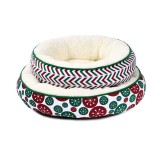 Bright-colored Christmas Holiday Print Pet Bed Fluffy Fancy Plush Dog Bed