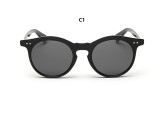 Classic Rivets Women Brand Designer Round Mirrored Lens Sunglasses 83001