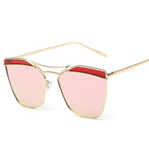 2017 Newest Brand Designer Cat Eye Mirror Sunglasses Women Twin-Beams Stylish Fashion Flat Plane UV400 Sun Glasses 99001