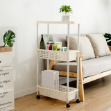 3 Tier Mobile Shelving Unit Organizer Narrow Home Slide Out Tower Slim Kitchen Storage Racks with Three Basket