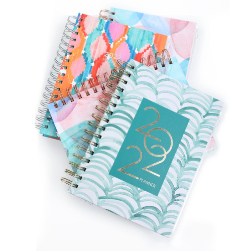 New Products 2022 Unique Water Color Custom Internal PVC Pocket Journal Weekly Daily Hardcover Spiral Planner Notebook