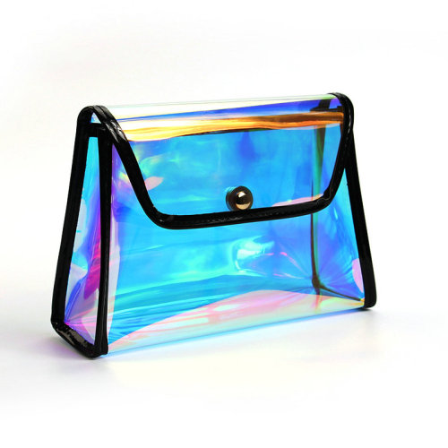 Large Capacity Good Quality Pure Color Hand Hold PVC Laser Cosmetic Bag