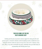 Bright-colored Christmas Holiday Print Pet Bed Fluffy Fancy Plush Dog Bed