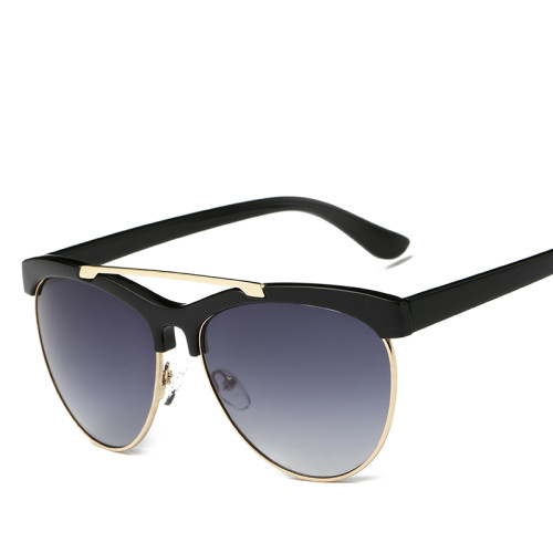 Sunglasses Women Newest Brand Designer Alloy Temple Semi-Rimless Frame Sun Glasses UV400 Vintage 92101