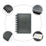 Custom A5 Black Pu Leather Disc Binding Daily Weekly Planner Notebook with Divider and Sticker