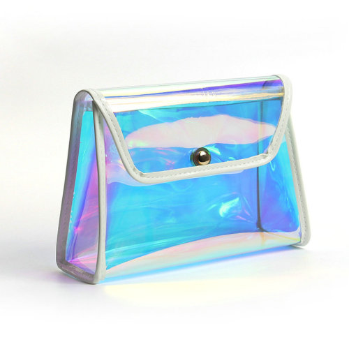 Large Capacity Good Quality Pure Color Hand Hold PVC Laser Cosmetic Bag