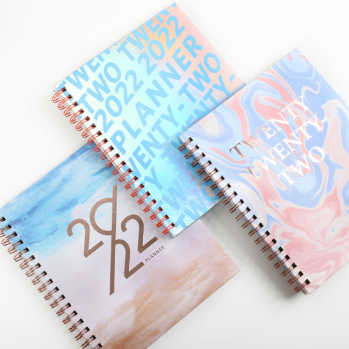 New Products 2022 Unique Watercolor Design Custom Notebook Journal Spiral Hardcover Monthly Planner