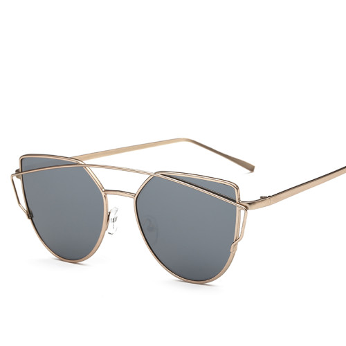New Women Cat Eye Sunglasses Fashion Women Brand Designer Twin-Beams Coating Mirror Sun glasses Female Sunglasses 98101