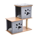 Felt Fabric Modern Pet Kitty House Double Layers Warm Cozy Pet Furniture Bed With Sisal Scratching Post