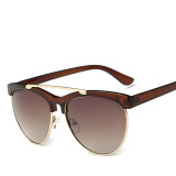Sunglasses Women Newest Brand Designer Alloy Temple Semi-Rimless Frame Sun Glasses UV400 Vintage 92101