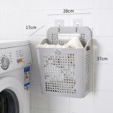 Taizhou Hot Wholesale Hollow design Colorful Cheap Adhesive Wall Mounted Baby PP Plastic Organizer Laundry Basket With Handle