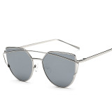 New Women Cat Eye Sunglasses Fashion Women Brand Designer Twin-Beams Coating Mirror Sun glasses Female Sunglasses 98101