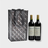 OEM/ODM quilting sew laser non woven two bottles wine gift tote bag wholesale