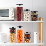 Clear Glass  Kitchen Organize Pantry  Fridge Organizer  Plastic Food Storage Jars Set Storage Bottles With Lids
