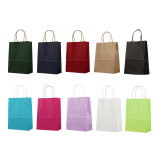 Wholesale colorful twisted kraft gift paper shopping tote custom takeaway bag