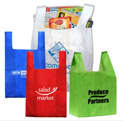 Promotion custom silk screen printing pp non woven t-shirt packaging bags