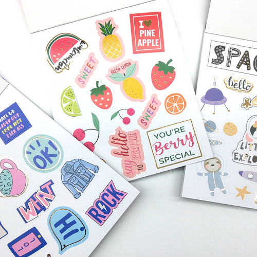 Custom Design A4 A5 A6 Adhesive Gold Foil Kiss Arts Crafts Cut Sheets Book Accessories Planner Stickers