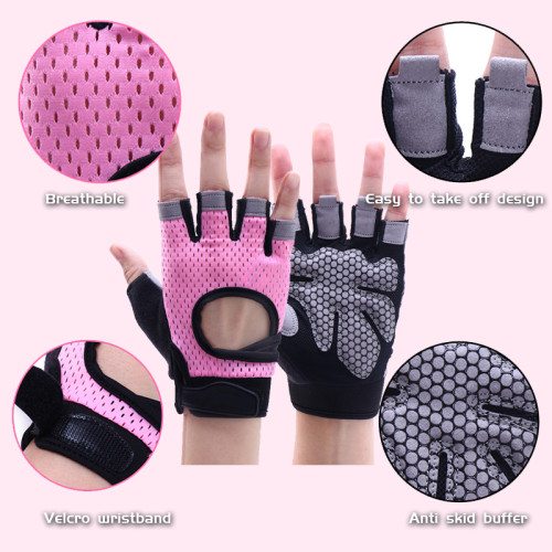 Silk Screen Printing LOGO Sport Pink Lifting Weight Exercise Workout Gloves Gym Man Women