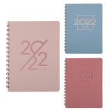 2022 Unique Rose Gold Quotes Design Custom Journal Pink PU Leather Cover Semi-concealed Wiro Planner Notebook