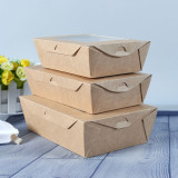 Custom high quality kraft paper salad noodles food takeaway box with window