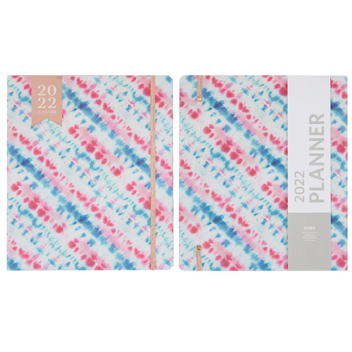 New Products 2022 Unique Custom Tie Dyed A5 Notebook Planner Hardcover Journal Rose Gold Elastic Band