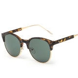 80001 Women Semi Rimless Sunglasses Flat Round Mirror Lens Antique Metal Window Frame
