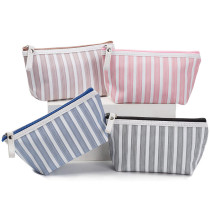 Wholesale custom girl women travel striped cosmetic bag makeup bag