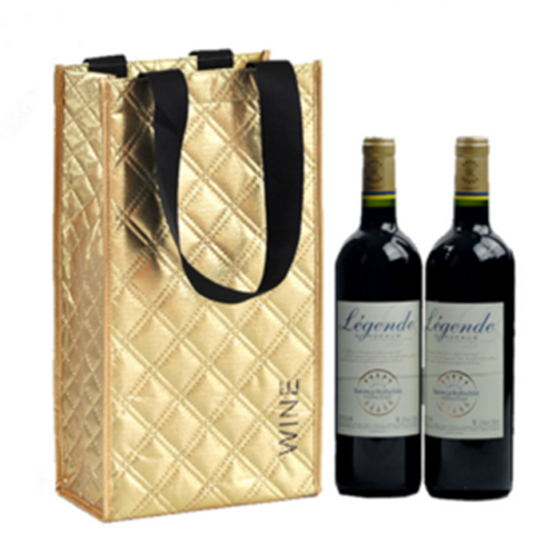 OEM/ODM quilting sew laser non woven two bottles wine gift tote bag wholesale