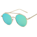 Metal frame Round fashion brand designer Sunglasses for Women Cool mirror colorful uv400 brand oculos de sol 100001