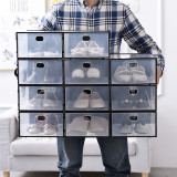 Popular New  Wholesale Custom Large Mens Clear Drop Front Door Open Stack Cabinet Storage Hard Plastic Plain Shoe Box Organizer