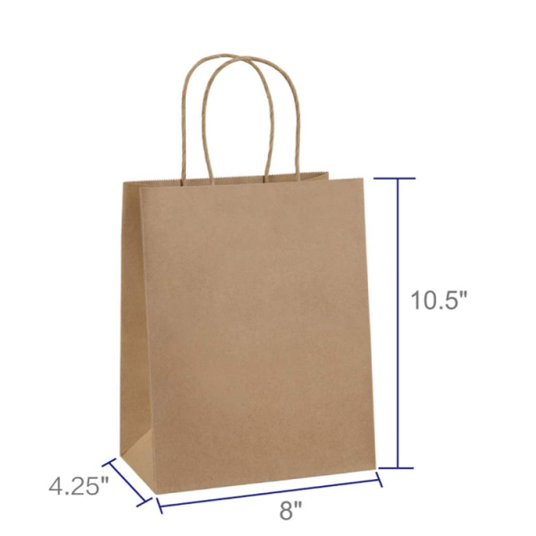 Eco friendly Custom Printed Brown Kraft Shopping Paper Bag With Handles