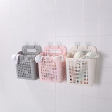 Taizhou Hot Wholesale Hollow design Colorful Cheap Adhesive Wall Mounted Baby PP Plastic Organizer Laundry Basket With Handle