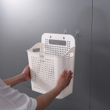 Taizhou Hot Wholesale Hollow design Colorful Cheap Adhesive Wall Mounted Baby PP Plastic Organizer Laundry Basket With Handle