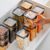 Clear Glass  Kitchen Organize Pantry  Fridge Organizer  Plastic Food Storage Jars Set Storage Bottles With Lids