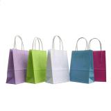 Wholesale colorful twisted kraft gift paper shopping tote custom takeaway bag