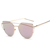 New Women Cat Eye Sunglasses Fashion Women Brand Designer Twin-Beams Coating Mirror Sun glasses Female Sunglasses 98101