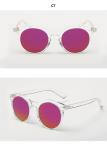 Classic Rivets Women Brand Designer Round Mirrored Lens Sunglasses 83001