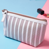 Wholesale custom girl women travel striped cosmetic bag makeup bag