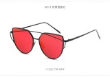 New Women Cat Eye Sunglasses Fashion Women Brand Designer Twin-Beams Coating Mirror Sun glasses Female Sunglasses 98101