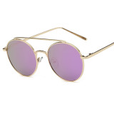 Metal frame Round fashion brand designer Sunglasses for Women Cool mirror colorful uv400 brand oculos de sol 100001