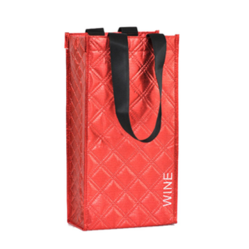 OEM/ODM quilting sew laser non woven two bottles wine gift tote bag wholesale