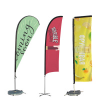 Custom Design Promotional Usage Advertising Exhibition Event Outdoor Feather Flying Pole Beach Banner Stand Teardrop Flag