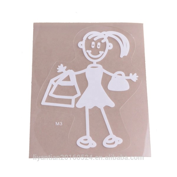 Anti UV color fading resistant white ink printing clear vinyl my family car body window tattoo sticker
