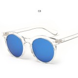 Classic Rivets Women Brand Designer Round Mirrored Lens Sunglasses 83001