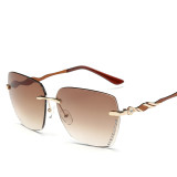 Luxury Ladies Oversize Sunglasses Women Big Rimless Square Shades Crystal Sun Glasses Female Driving Goggles Oculos 87801