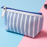 Wholesale custom girl women travel striped cosmetic bag makeup bag