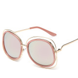 Fashion Women Sunglasses Classic Alloy Wire Frame Round Shades Vintage Ladies Brand Designer Sun Glasses Oculos de sol 104401