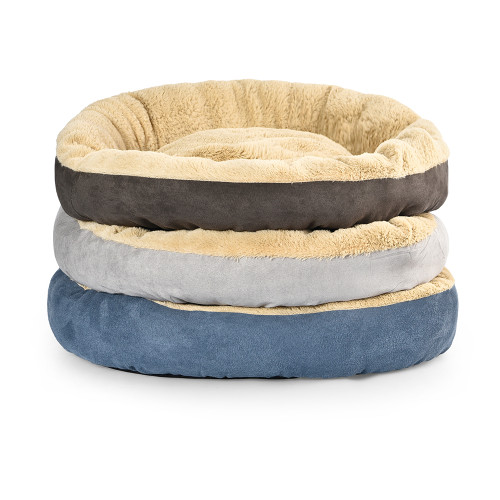 Large Soft Short Plush Faux Suede Fabric Pet Sofa Warm Detachable Round Dog Bed